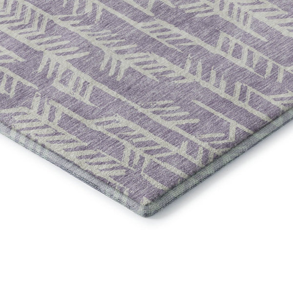 HomeRoots 10' X 14' Stylish Lavender & Ivory Tribal Area Rug - Washable, UV Protected, Stain Resistant Design 672068