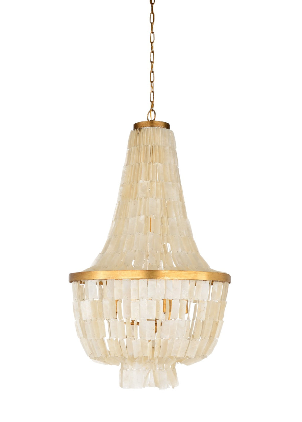 Wildwood Ellison Antique Gold Capiz Chandelier — 42" H Empire Silhouette, 6-Light Ambient Glow, Elegant Focal Point 67207