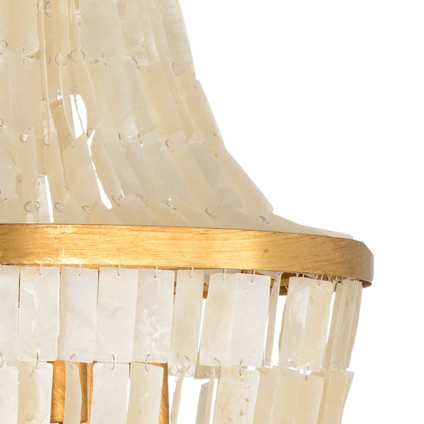 Wildwood Ellison Antique Gold Capiz Chandelier — 42" H Empire Silhouette, 6-Light Ambient Glow, Elegant Focal Point 67207