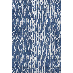 HomeRoots 5' X 8' Navy Blue & Ivory Tribal Area Rug - Washable, UV-Protected, Durable for Kids & Pets 672070