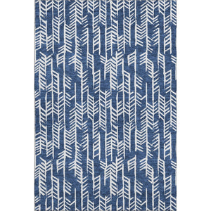 HomeRoots 9' X 12' Navy Blue and Ivory Tribal Area Rug - Durable, Washable, UV-Protected for High-Traffic Spaces 672073