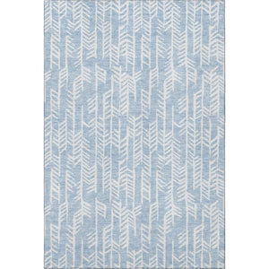 HomeRoots 5' X 8' Sky Blue and Ivory Tribal Area Rug - Stylish, Washable, UV-Protected for Modern Spaces 672076