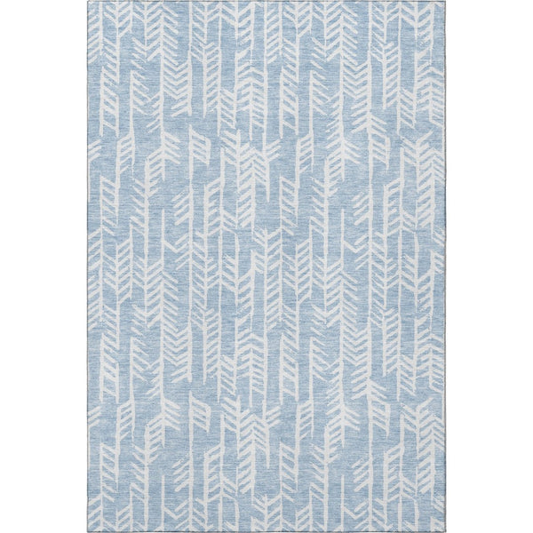 HomeRoots 5' X 8' Sky Blue and Ivory Tribal Area Rug - Stylish, Washable, UV-Protected for Modern Spaces 672076