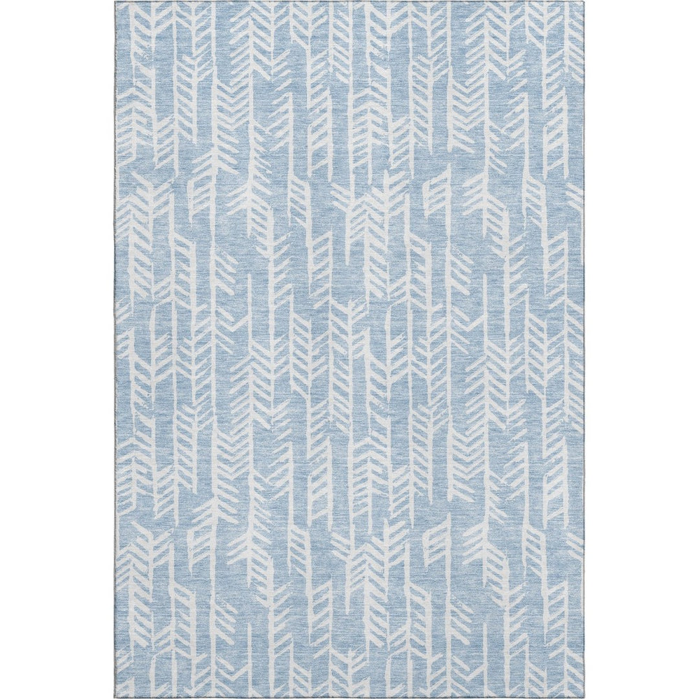 HomeRoots 8' X 10' Sky Blue & Ivory Tribal Area Rug – Washable, UV Protected, Stylish & Family-Friendly Design! 672078