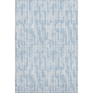 HomeRoots 10' X 14' Sky Blue Ivory Tribal Area Rug – Stylish, Washable, UV-Protected, Perfect for High-Traffic Spaces 672080