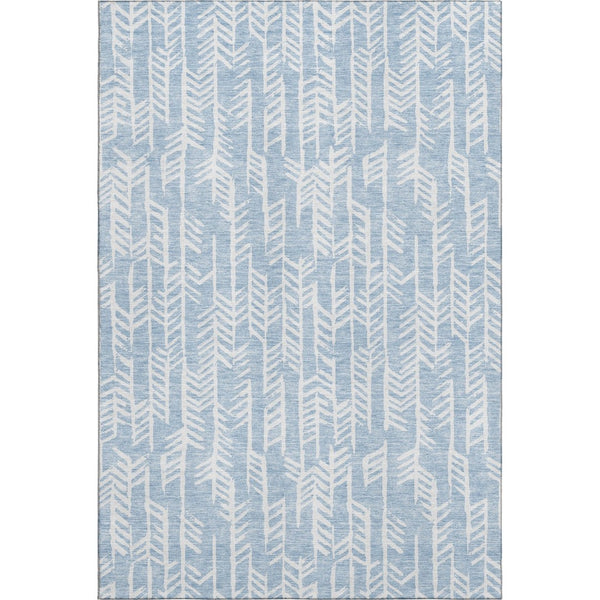 HomeRoots 10' X 14' Sky Blue Ivory Tribal Area Rug – Stylish, Washable, UV-Protected, Perfect for High-Traffic Spaces 672080