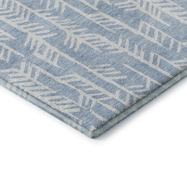 HomeRoots 10' X 14' Sky Blue Ivory Tribal Area Rug – Stylish, Washable, UV-Protected, Perfect for High-Traffic Spaces 672080