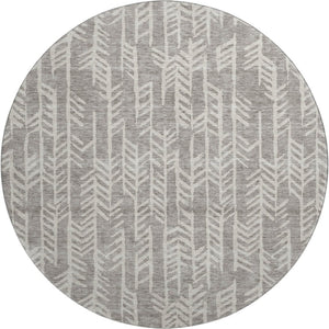 HomeRoots 8' Taupe and Beige Tribal Round Rug - Washable, UV Protected, Durable Style for Any Room Decor 672083