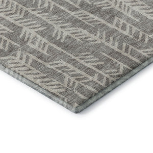 HomeRoots 8' Taupe and Beige Tribal Round Rug - Washable, UV Protected, Durable Style for Any Room Decor 672083