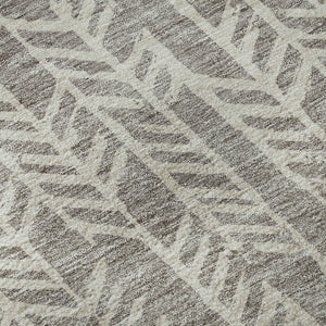 HomeRoots 8' Taupe and Beige Tribal Round Rug - Washable, UV Protected, Durable Style for Any Room Decor 672083