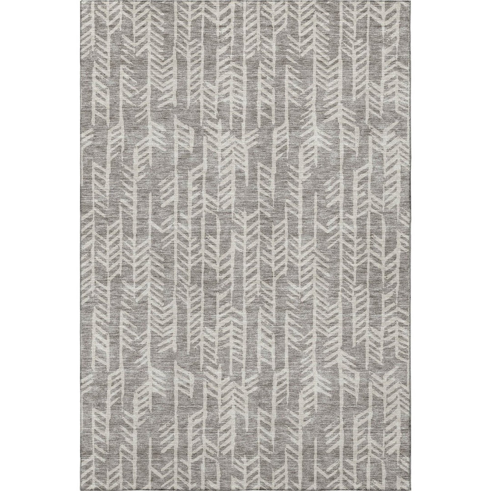 HomeRoots 8' X 10' Taupe And Beige Tribal Area Rug - Washable, UV-Protected, Stylish & Durable for Homes 672084