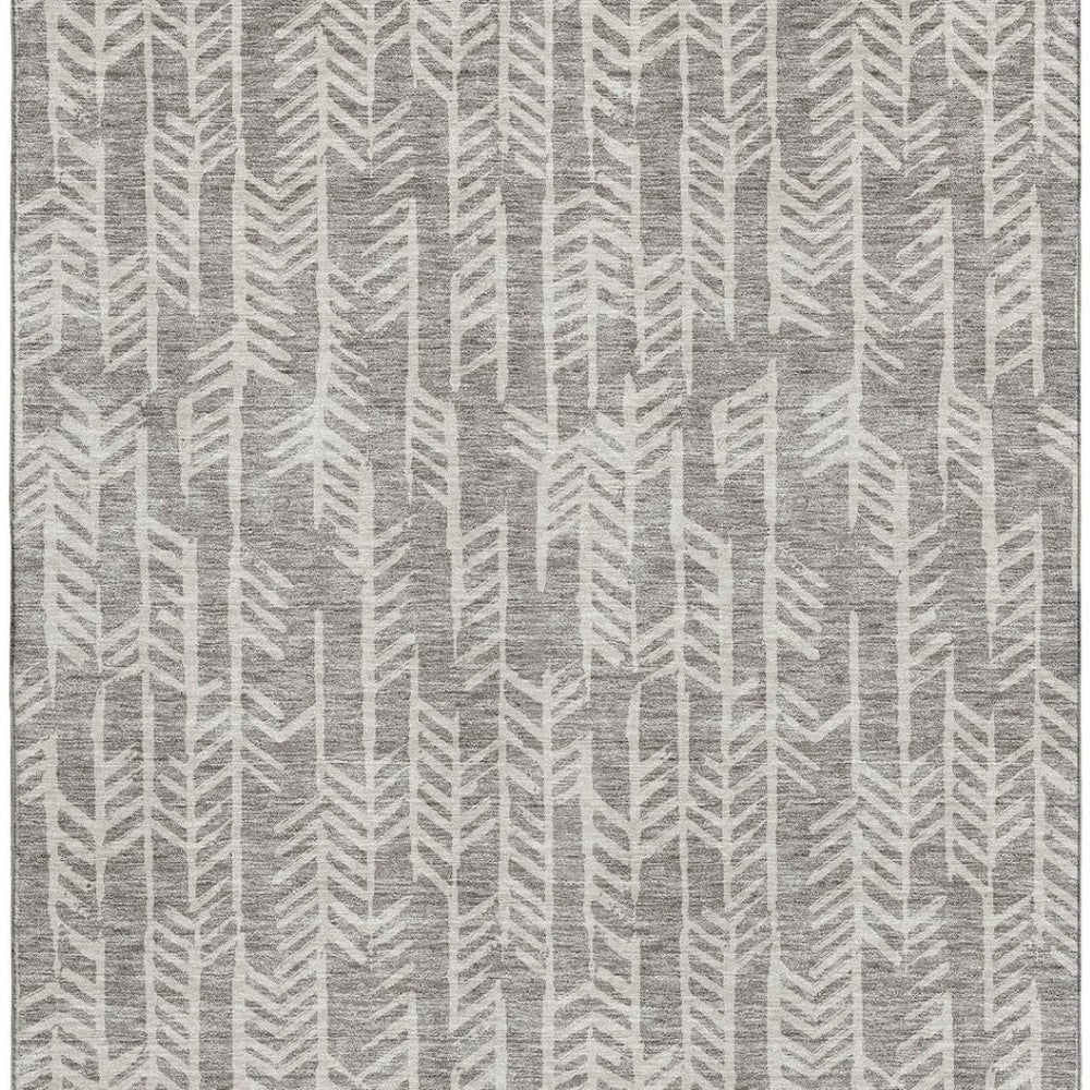 HomeRoots 10' X 14' Taupe And Beige Tribal Area Rug - Durable, Washable, UV Protected for Busy Homes & Style 672086