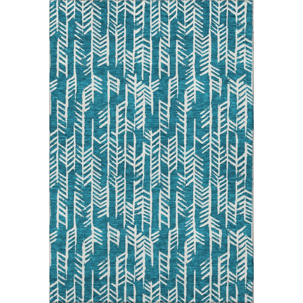 HomeRoots 5' X 8' Teal and Ivory Tribal Area Rug with UV Protection – Washable, Durable, Stylish for Every Room 672088