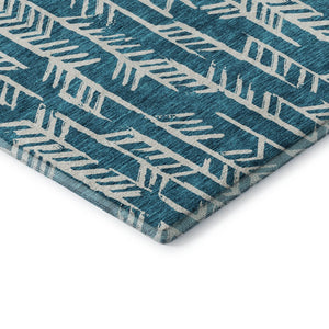 HomeRoots 8' Teal and Ivory Tribal Round Rug – Stylish, Durable, Stain-Resistant with UV Protection for Homes 672089