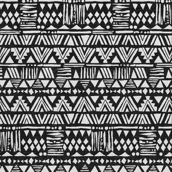 HomeRoots 5' X 8' Black And Ivory Southwestern Area Rug - Washable, UV Protected, Stain Resistant for Homes 672094