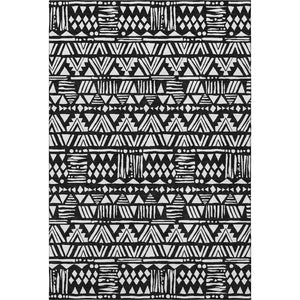 HomeRoots 5' X 8' Black And Ivory Southwestern Area Rug - Washable, UV Protected, Stain Resistant for Homes 672094
