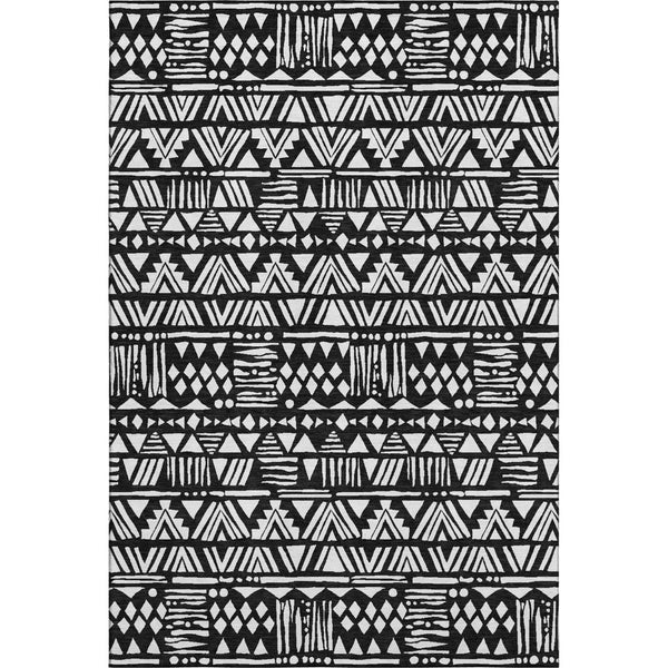 HomeRoots 9' X 12' Black and Ivory Southwestern Area Rug - Durable, Stain-Resistant, UV Protected for Homes 672097