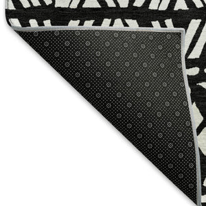 HomeRoots 9' X 12' Black and Ivory Southwestern Area Rug - Durable, Stain-Resistant, UV Protected for Homes 672097