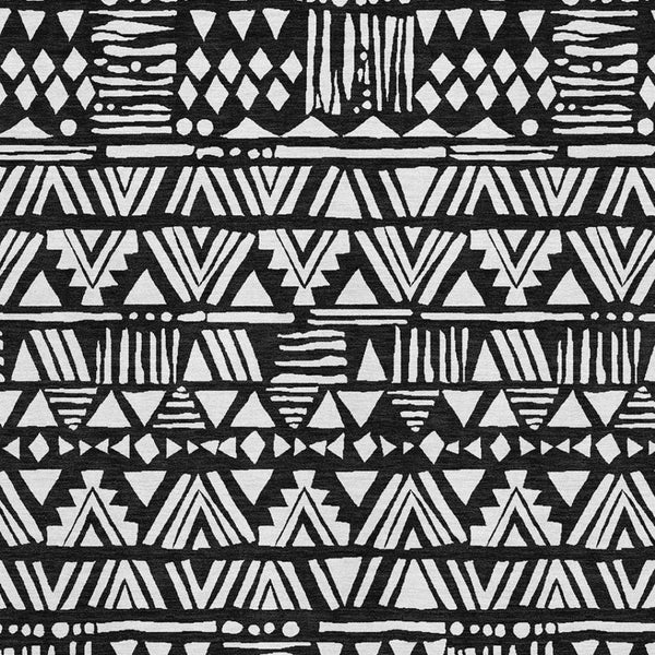 HomeRoots 9' X 12' Black and Ivory Southwestern Area Rug - Durable, Stain-Resistant, UV Protected for Homes 672097