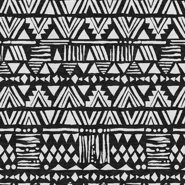 HomeRoots 10' X 14' Southwestern Black and Ivory Washable Area Rug with UV Protection for High-Traffic Spaces 672098
