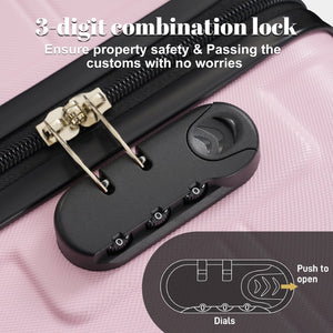 English Elm 6 Piece Hardshell Abs Travel Set with Spinner Wheels Combination Lock and Toiletry Bag Pink N732P391465H