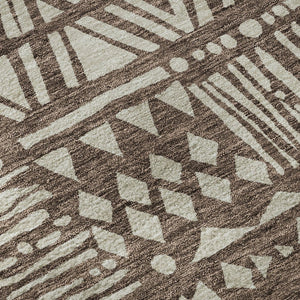 HomeRoots 8' X 10' Southwestern Area Rug - Earthy Brown & Beige, Washable with UV Protection & Stain Resistance 672102