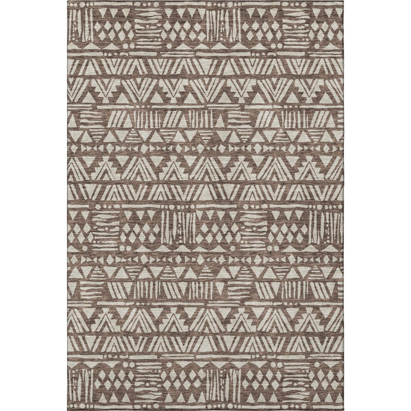 HomeRoots 8' X 10' Southwestern Area Rug - Earthy Brown & Beige, Washable with UV Protection & Stain Resistance 672102