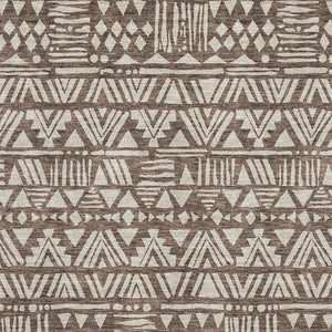 HomeRoots 9' X 12' Southwestern Area Rug in Brown & Beige - Washable, Stain-Resistant, UV Protected Design 672103