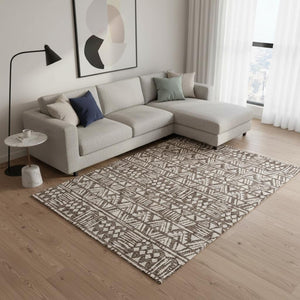 HomeRoots 10' Southwestern Brown and Beige Washable Area Rug - Durable, UV Protected, Perfect for Family Spaces 672104