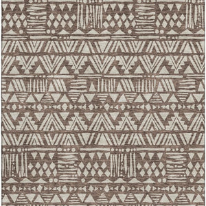 HomeRoots 10' Southwestern Brown and Beige Washable Area Rug - Durable, UV Protected, Perfect for Family Spaces 672104