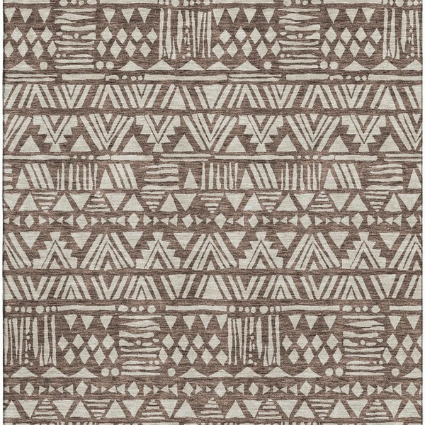 HomeRoots 10' Southwestern Brown and Beige Washable Area Rug - Durable, UV Protected, Perfect for Family Spaces 672104