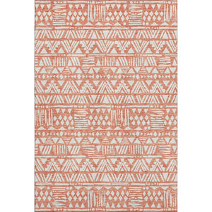 HomeRoots 8' X 10' Coral and Beige Southwestern Area Rug – Washable, UV-Protected, Stain-Resistant Design! 672108