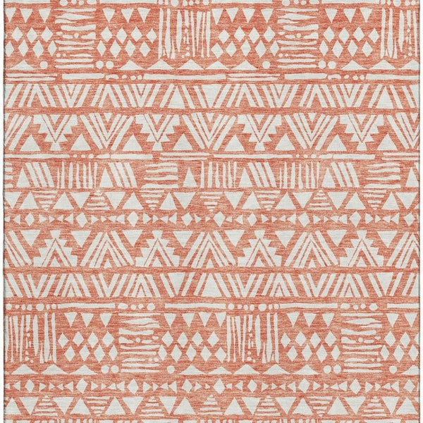HomeRoots 10' X 14' Coral and Beige Southwestern Area Rug – Washable, UV-Protected, Perfect for High-Traffic Spaces 672110