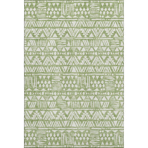 HomeRoots 8' X 10' Southwestern Washable Area Rug in Green & Ivory - Durable, UV Protected, Kid & Pet Friendly! 672114