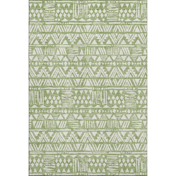 HomeRoots 8' X 10' Southwestern Washable Area Rug in Green & Ivory - Durable, UV Protected, Kid & Pet Friendly! 672114