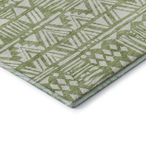 HomeRoots 8' X 10' Southwestern Washable Area Rug in Green & Ivory - Durable, UV Protected, Kid & Pet Friendly! 672114