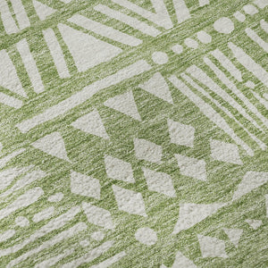 HomeRoots 10' X 14' Green and Ivory Southwestern Area Rug – Washable, UV Protected, Durable for Family Homes 672116