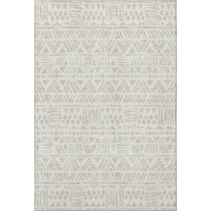 HomeRoots 5' X 8' Ivory And Beige Southwestern Area Rug - Washable, UV Resistant, Perfect for Family Spaces 672118