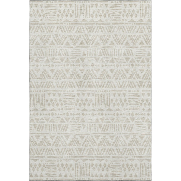 HomeRoots 10' X 14' Ivory and Beige Southwestern Area Rug - Washable, Stain Resistant, UV Protected Design 672122