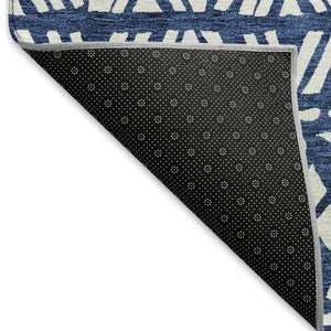 HomeRoots 8' X 10' Southwestern Washable Area Rug - Navy Blue & Ivory, UV Protected, Stain Resistant Design 672126