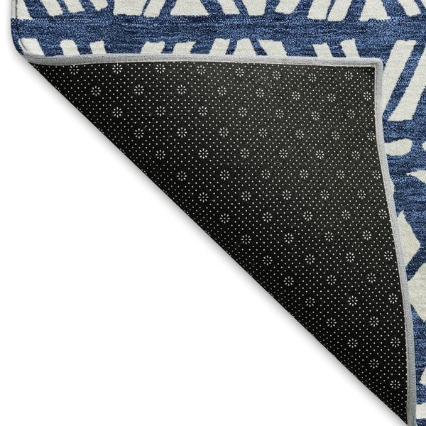 HomeRoots 8' X 10' Southwestern Washable Area Rug - Navy Blue & Ivory, UV Protected, Stain Resistant Design 672126
