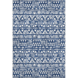 HomeRoots 9' X 12' Southwest-Inspired Navy Blue & Ivory Area Rug – Washable, Stain-Resistant, UV Protected! 672127