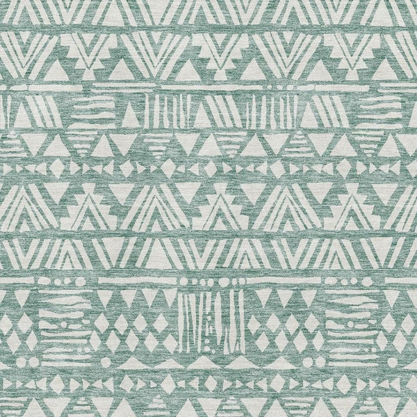 HomeRoots 5' X 8' Sage and Ivory Southwestern Area Rug - UV Protected, Stain Resistant, Perfect for Families! 672130
