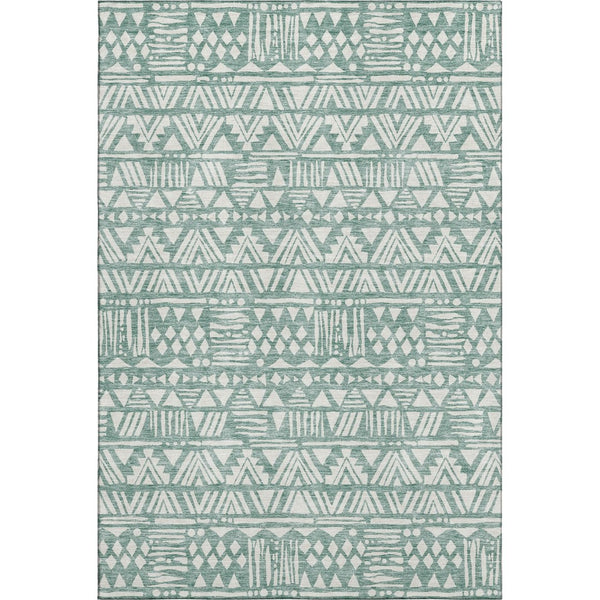 HomeRoots 8' X 10' Sage and Ivory Southwestern Area Rug - Washable, UV-Resistant, Stain-Repellent, Durable Design 672132