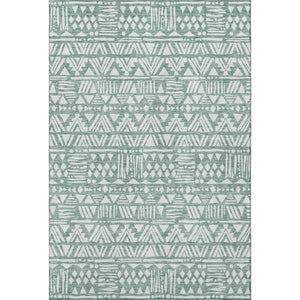 HomeRoots 8' X 10' Sage and Ivory Southwestern Area Rug - Washable, UV-Resistant, Stain-Repellent, Durable Design 672132