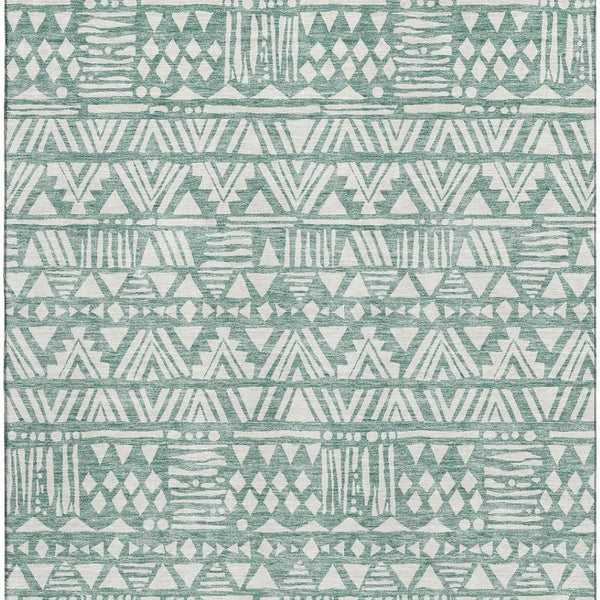 HomeRoots 9' X 12' Sage and Ivory Southwestern Area Rug – Washable, UV-Protected, Durable for Family Spaces 672133