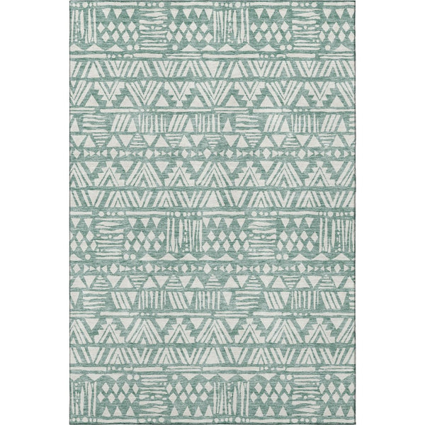 HomeRoots 9' X 12' Sage and Ivory Southwestern Area Rug – Washable, UV-Protected, Durable for Family Spaces 672133