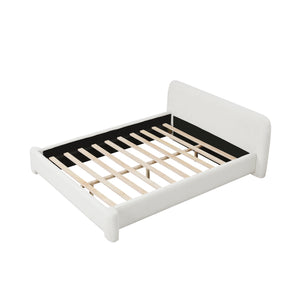 English Elm Christopher Knight Home® - [Cozy Cozy White Boucle Upholstered Bed - Elegant Full Bed With Plush Comfort And Timeless Design N769P241259K