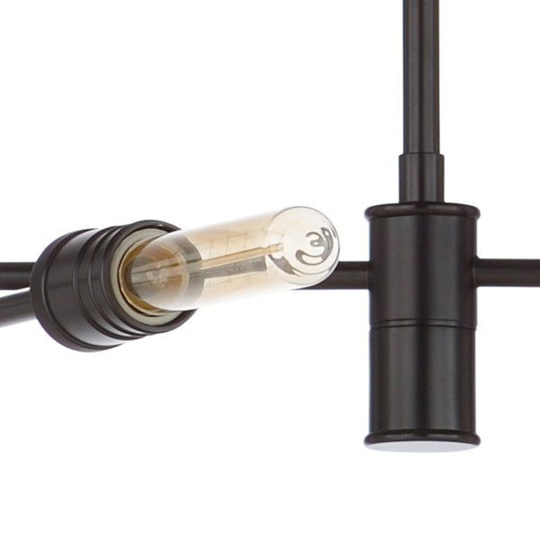 Wildwood Pluton Six-Light Chandelier In Satin Black — Adjustable Arms & Extendable Rod For Modern Industrial Style 67214