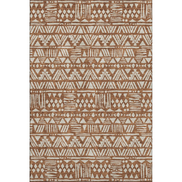 HomeRoots 8' X 10' Southwestern Terra Cotta Area Rug - Washable, Stain-Resistant, UV Protected for Homes 672144